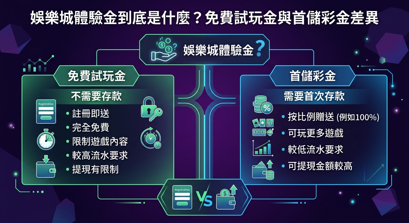 娛樂城體驗金到底是什麼?免費試玩金與首儲彩金差異